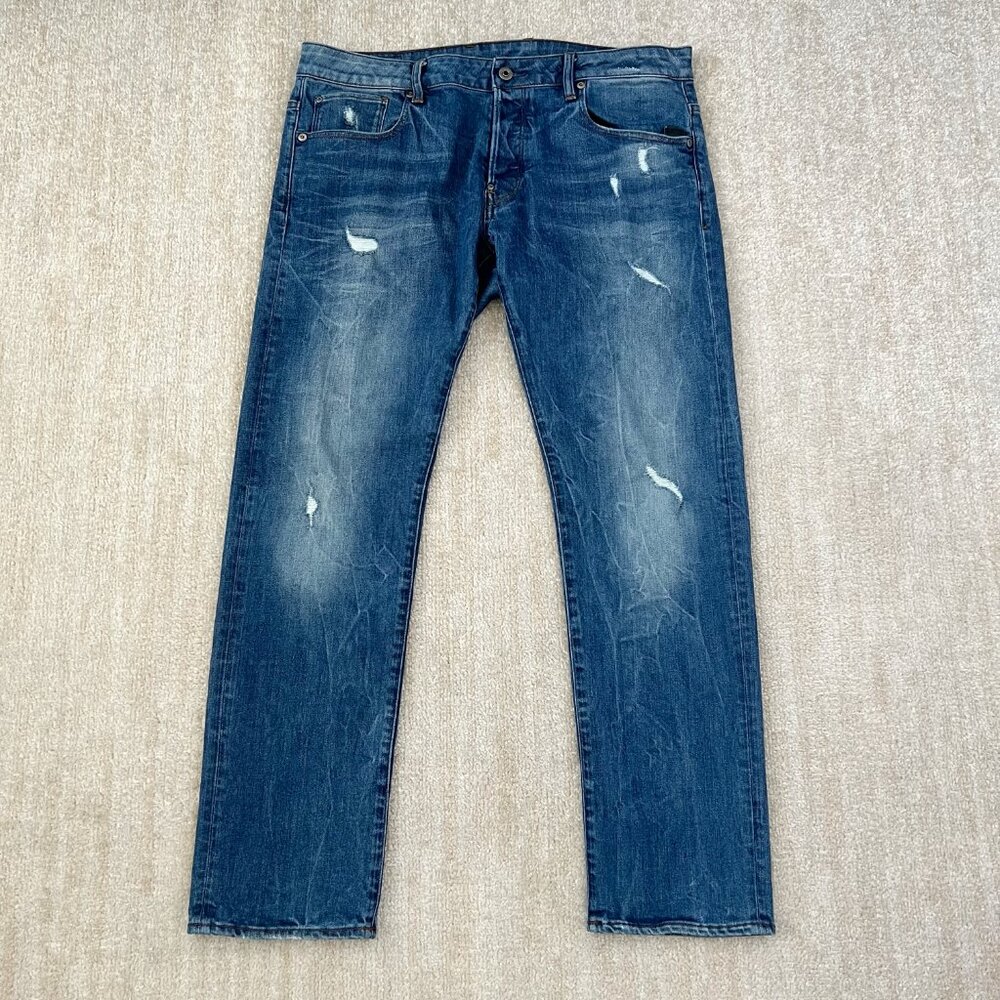 G-Star Raw Attacc Slim Straight Button Fly Jeans 36 Blue